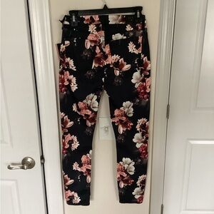 New Jen7 for All Mankind Black Foral Ankle Skinny Jeans, Size 4